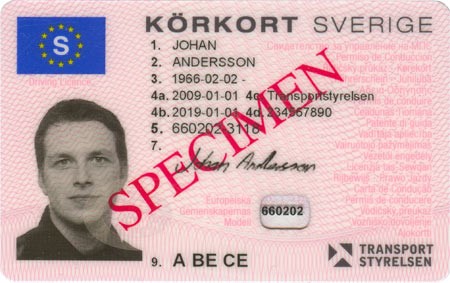 Ruotsalainen ajokortti.