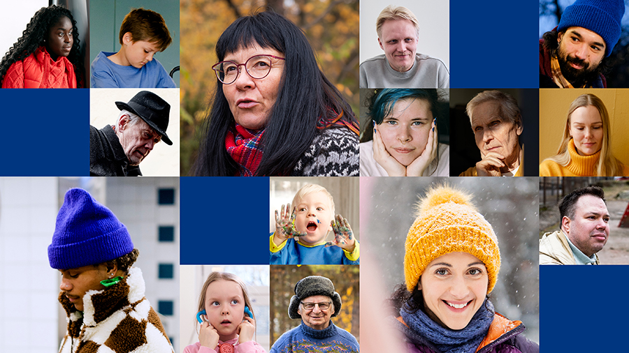 Kollaasi eri-ikäisistä ihmisistä